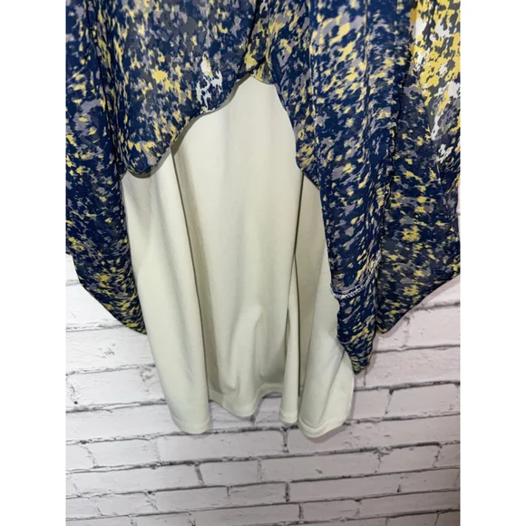 Cato Plus Size 14W White Yellow Gray Ombre Geometric Sleeveless Mid Dress - Picture 7 of 9